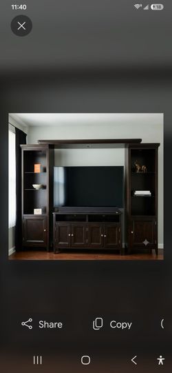 Dark Wood Entertainment Center Wall Unit