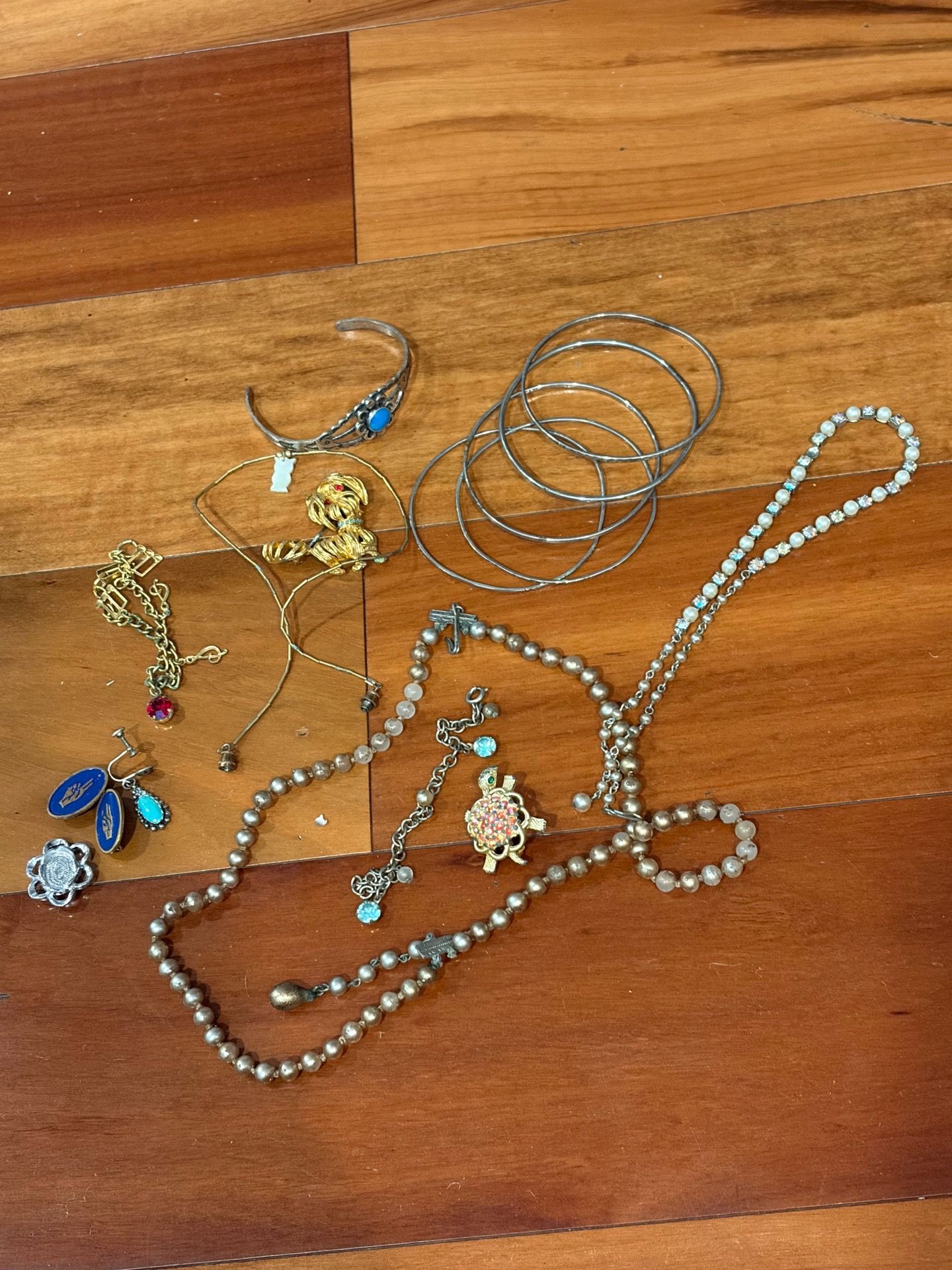 Vintage Jewelry Lot Brooches Necklaces Bangles Anklets