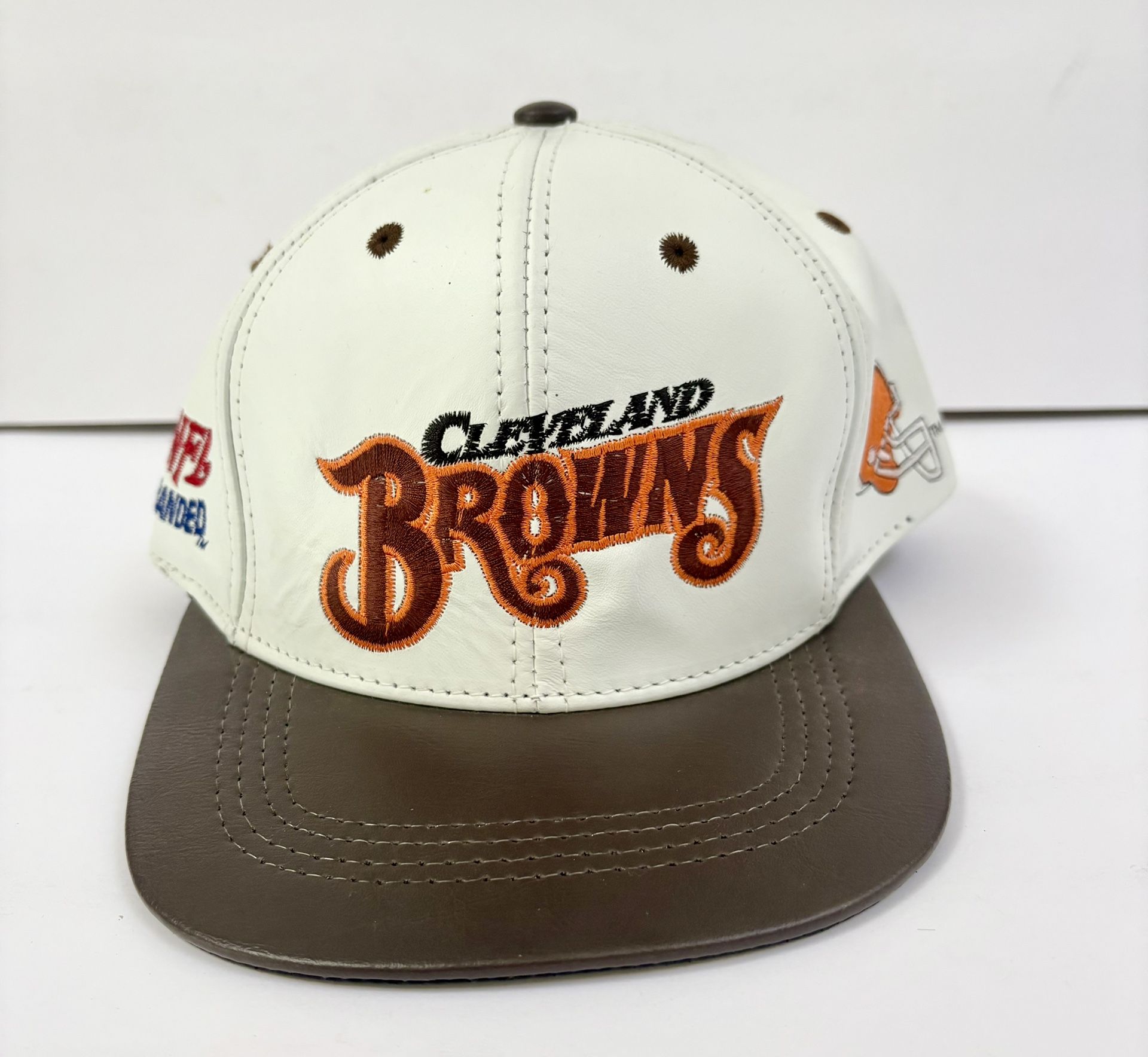 Vintage Cleveland Browns Genuine Leather Hat Snapback 90s