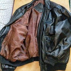 A Vintage Large Bomber/Airforce Black Leather Jacket