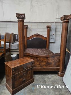 Canopy bed w/nightstand