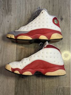 Nike Air Jordan 13 Retro Grey Toe 2014 White Red 414571-126 Mens Size 9