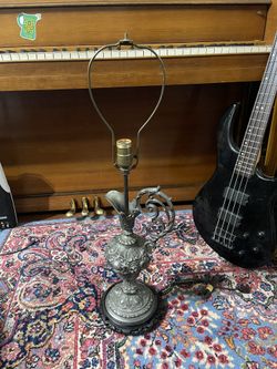 Vintage Brass Bronze Table Pitcher Lamp