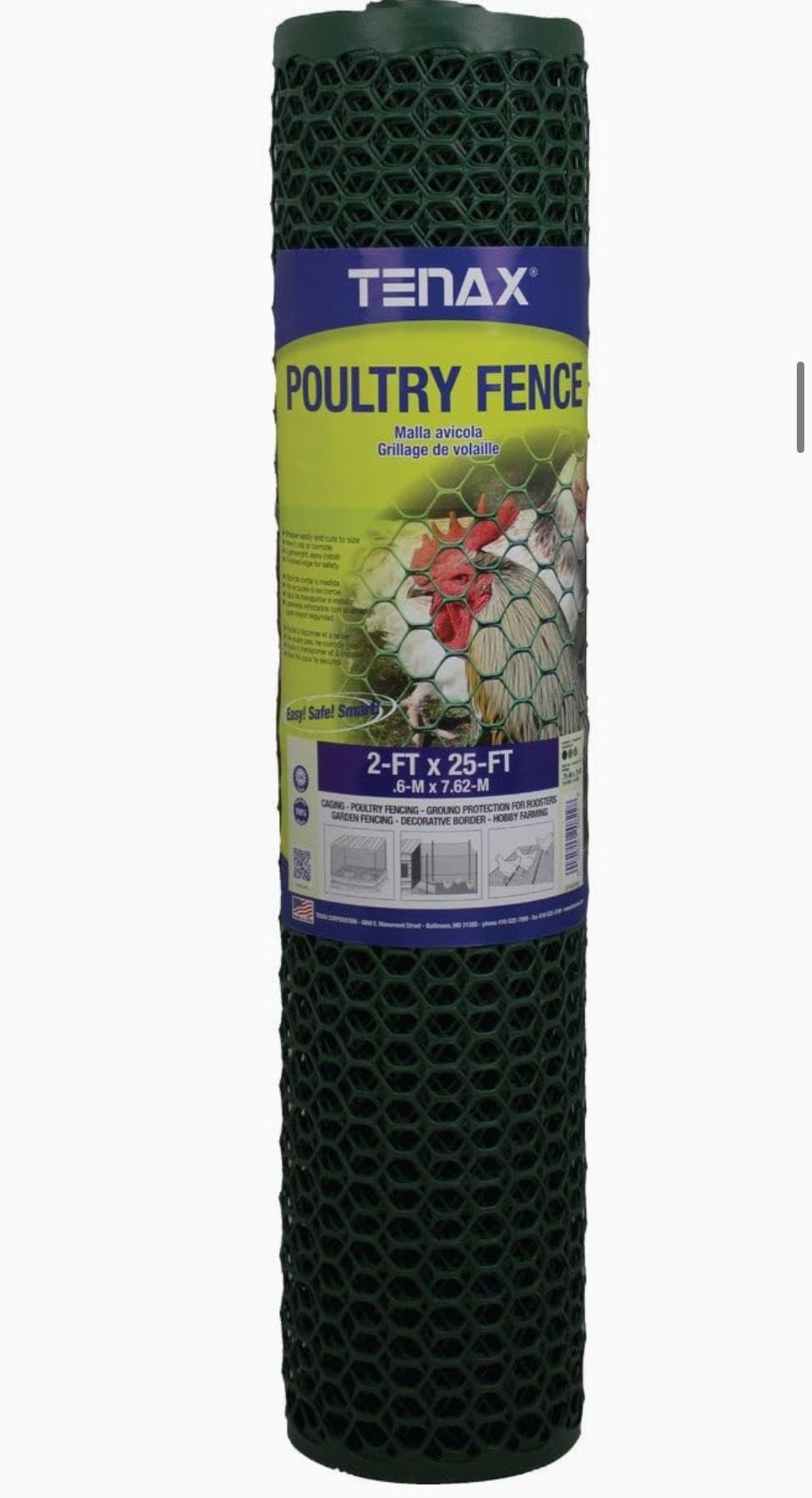 Tenax 72120942 Plastic Poultry Fence, Green