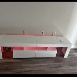 WHITE TV STAND w/ LED’s