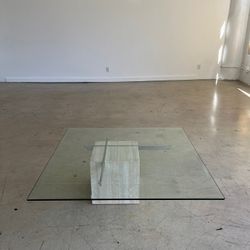 Artedi Travertine Mid Century Modern Coffee Table
