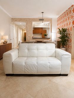 Italian 100% Leather Loveseat – White