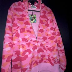 Authentic Bathing Ape Shark Camo Hoodie- Pink