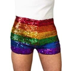 Rainbow pride sequined SHORTS, SKIRTS, ,TUBE TOP AND ARM GLOVES