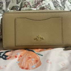 Beige Coach Wallet With Gold Accessories 