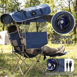 Camping chair with shade and USB fan