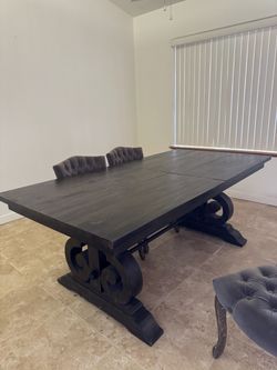 SOLID WOOD DINING TABLE & 4 CHAIRS