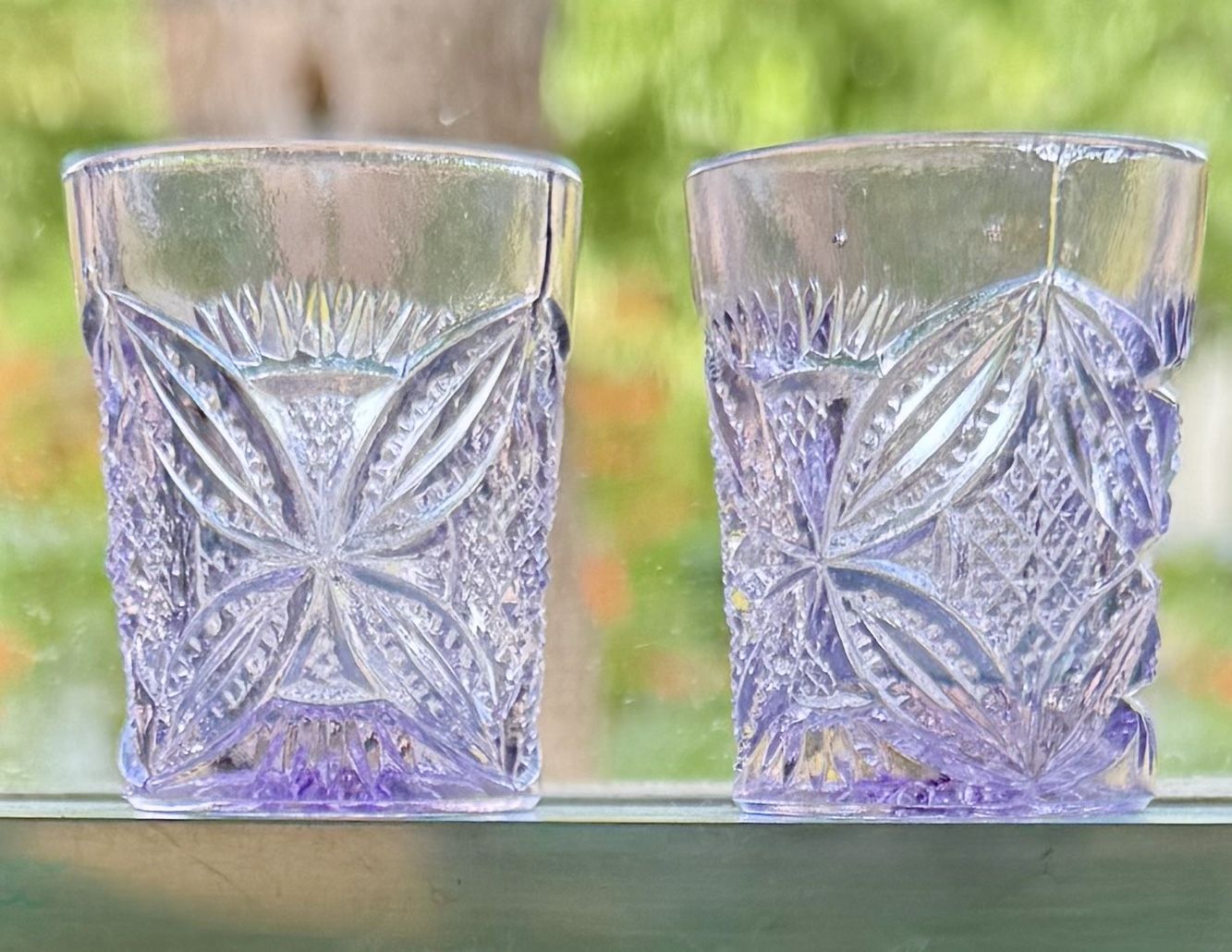 Vintage Heisey 2" Shot Glasses (Set of Two) Amethyst Elegant Glass