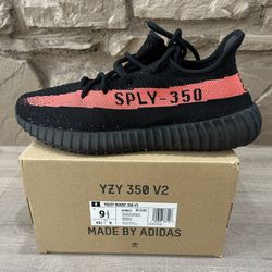 New Adidas Yeezy Boost 350 V2 Core Black Red Size 9.5 Men