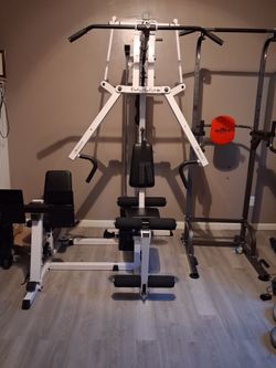 Gym equipment weight machine with leg press and power tower pull up bar cash only
