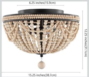 JONATHAN Y Dune 15.25" 2-Light Wood Bead Metal Semi Flush Mount, Taupe
Bohemian Farmhouse Ceiling Fixture, Oil Rubbed Bronze Finish, Dimmable LED Bulb