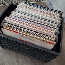 Crate of records - rock, jazz, soul