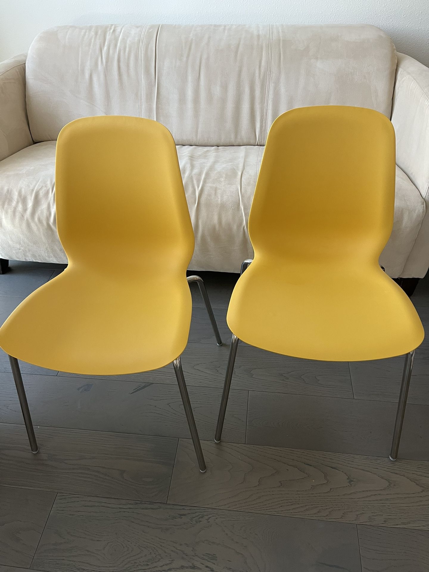 (4) Marigold Yellow IKEA LIDÅS Dining/ Desk Chair - Ergonomic - Chrome Plated