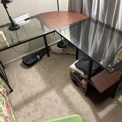 L Shaped Glass Office Table 