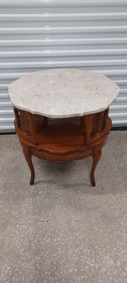 French Provincial Marble Top Side Table