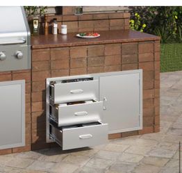 Outdoor Kitchen Drawers Stainless Steel BBQ Access Drawers with Handle 38.1 in. W x 22.6 in. H x 20.8 in. D