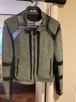 Elite active wear olive green and black mesh workout jacket