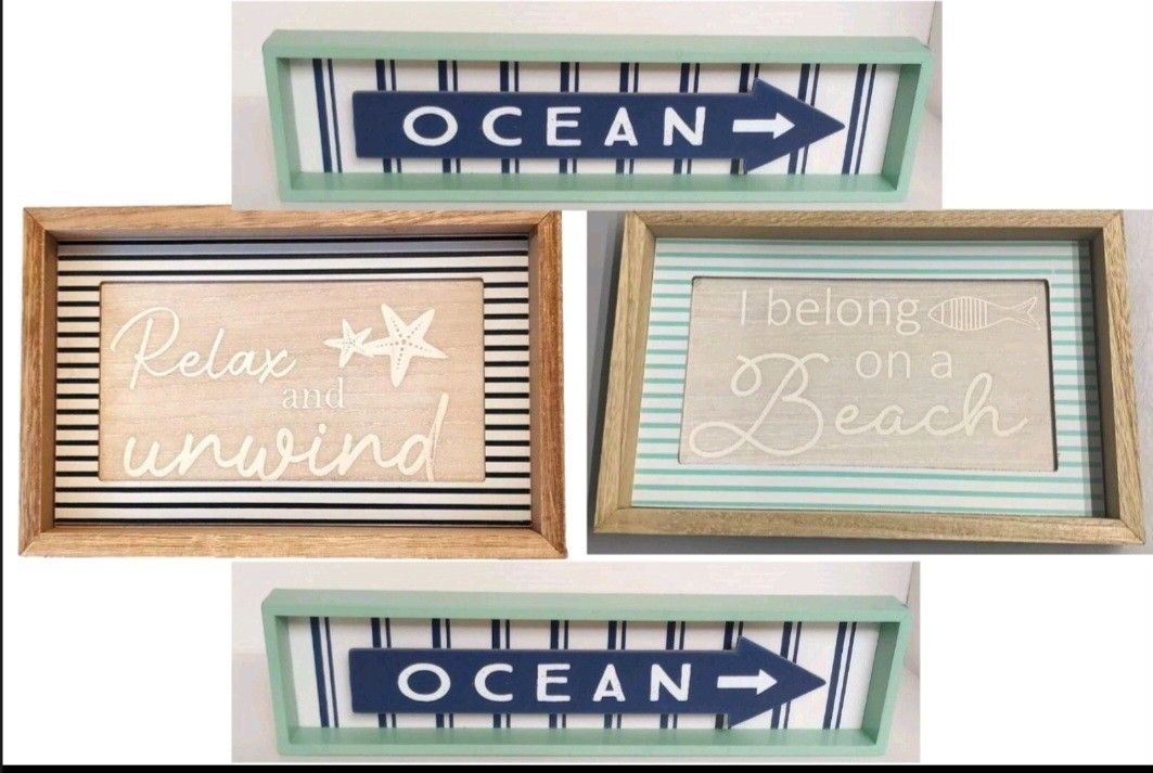 NWT Lot Of 4 New Modern Coastal Belong On A Beach Ocean Relax Unwind Decor