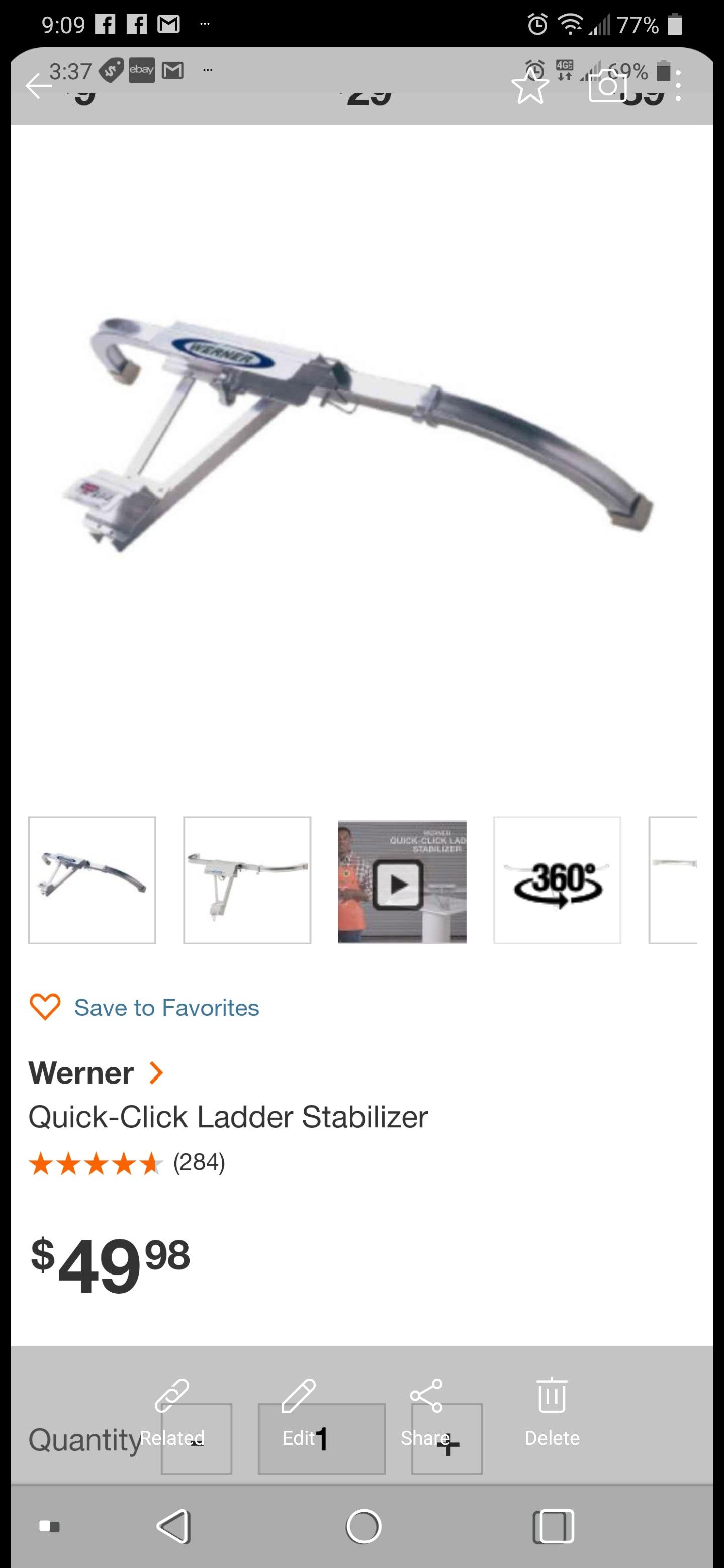 Werner Quick Click Ladder Stabilizer