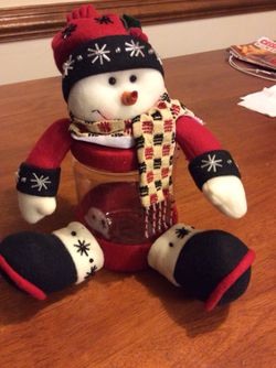 Snowman goodie jar opens to fill with your favorite treats