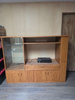 Oak Wood Entertainment Center Wall Unit