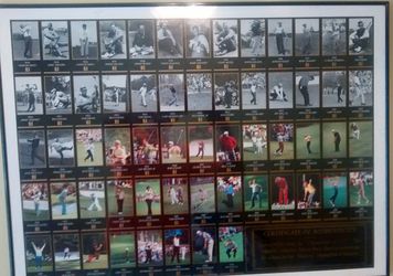 Framed uncut press sheet of Masters winners