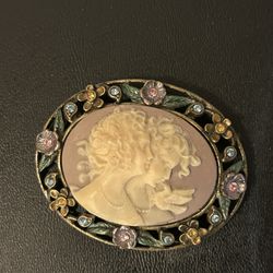 Vintage Sweet Romance Two Sisters Cameo brooch 