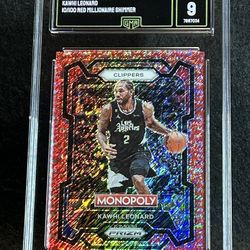 2023 Prizm Monopoly 💥 Kawhi Leonard 💥 Red Millionaire Shimmer 10/100 GMA 9 Mint 💎 - Los Angeles Clippers