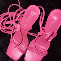 Pink Lace Up Heels