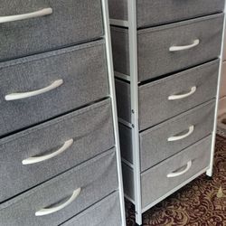 Pair of 2 nightstand 5 drawer cloth bin organizers