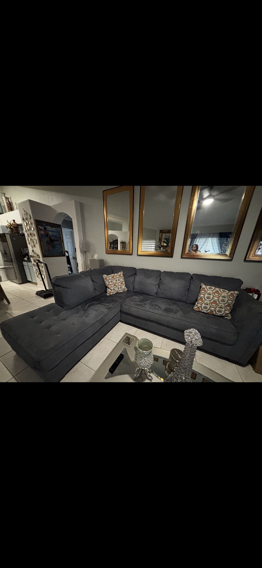 Dark Gray Sofa And Chase