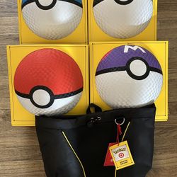 Exclusive Target x Pokemon Kickball Full Set Of 4 Kick Balls  and Ball Holder Bag 30th Anniversary