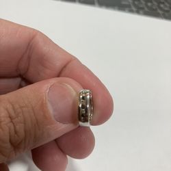 10k White Gold With 1/10 Black Diamonds Single Hoop Earrings 