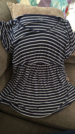 Maternity blue/white large striped shirt