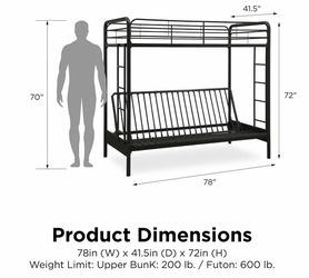 Bunk Bed Futon with Mattress and bedding