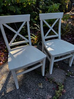 White Wood Dining Chairs – Set of 2