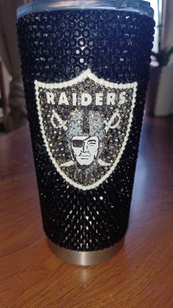 Raiders Bedazzled Tumbler With Straw