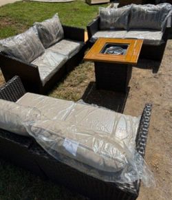High quality deep seating cushions fully assembled inside the box fire pit propane. ✅☑️🆕
