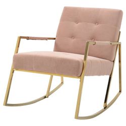 Pink Velvet Rocking Chair