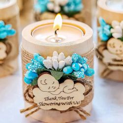  Set Wooden Tealight Candle Holders Baby Shower