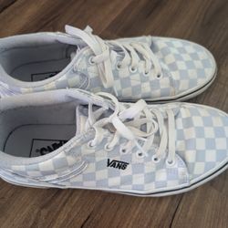 Light Blue And White Checkered Vans Women's