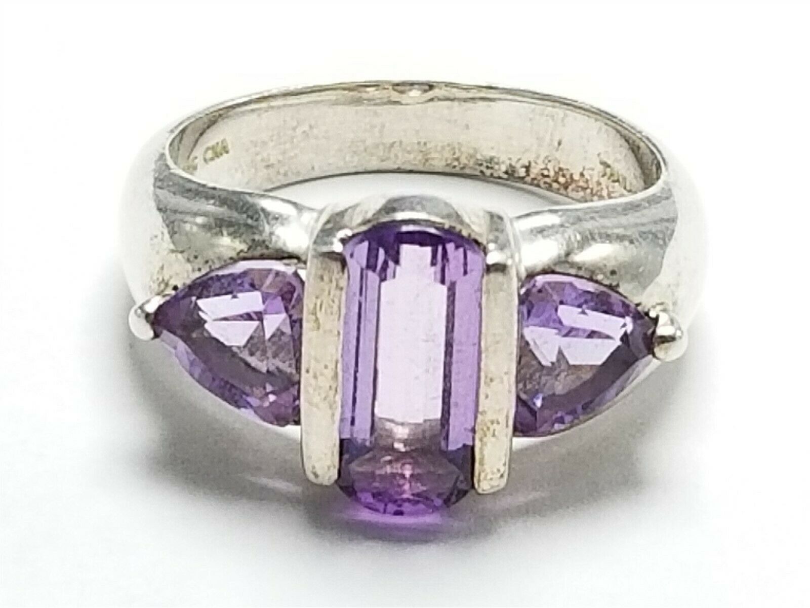 Women's Sterling Silver 925 Ring with Purple Stones #81818