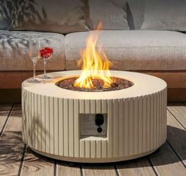 Selling AS IS Has Some Discrepancies Assembled 36inch Outdoor Propane Fire Pit Table  Round Firepit Table