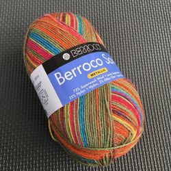 Berroco Sox Metallic Sock Yarn Teal/Bright Orange/Green