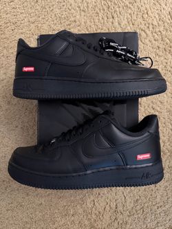 Size 10.5 (Used condition, original box) - Nike Air Force one supreme black